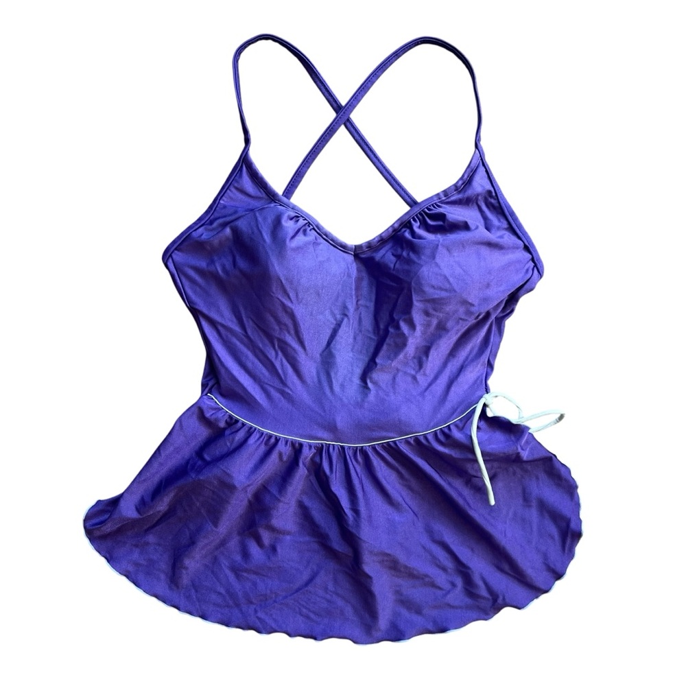 VINTAGE 80s Purple Skirt SwimSuit Size 11/12